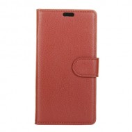 Litchi Skin PU Leather Stand Case for Samsung Galaxy A5 (2018) - Brown