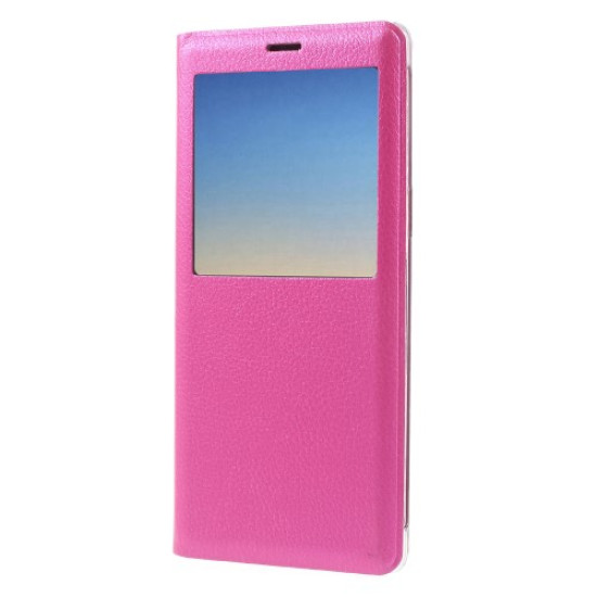 Folding View Window Leather Mobile Phone Case for Samsung Galaxy Note 8 SM-N950 - Rose Samsung Cases Mobile