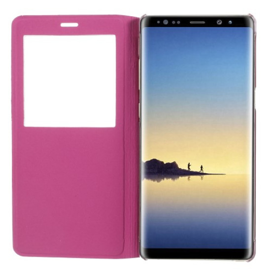 Folding View Window Leather Mobile Phone Case for Samsung Galaxy Note 8 SM-N950 - Rose Samsung Cases Mobile