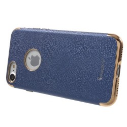 IPAKY Cross Pattern Leather Coated Plating TPU Shell for iPhone 8/7 4.7 inch - Blue IPAKY Cross Pattern Leather Coated Plating TPU Shell for iPhone 8/7 4.7 inch - Blue