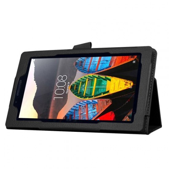 Litchi Texture Stand Leather Case for Lenovo Tab 3 7 - Black Lenovo Cases Mobile Tablet