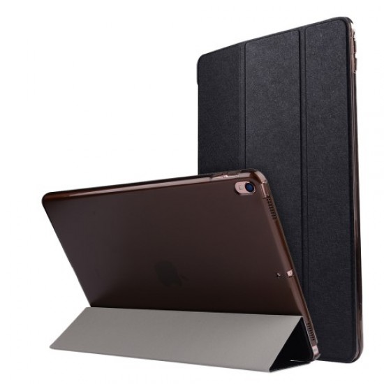 For iPad Pro 10.5 inch (2017) Tri-Fold Stand Smart Leather Case Silk Texture - Black Apple Cases Tablet