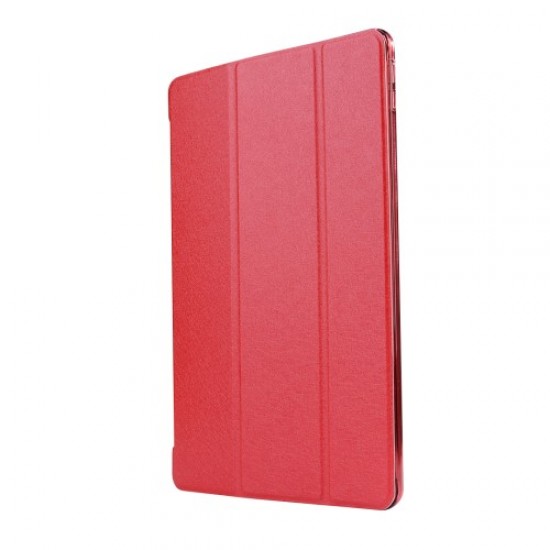 For iPad Pro 10.5 inch (2017) Tri-Fold Stand Smart Leather Case Cover Silk Texture - Red Apple Cases Tablet
