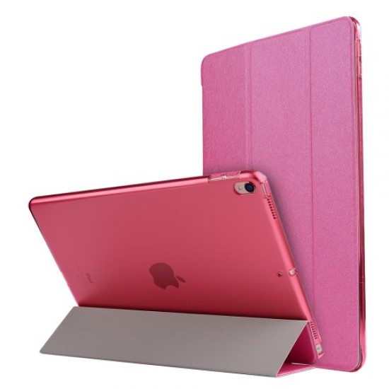 For iPad Pro 10.5 inch (2017) Tri-Fold Stand Smart Leather Casing Silk Texture - Rose Apple Cases Tablet