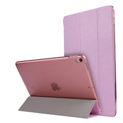 For iPad Pro 10.5 inch (2017) Tri-Fold Stand Smart Leather Silk Texture Case Cover - Pink
