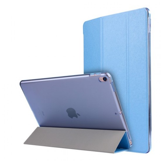 For iPad Pro 10.5 inch (2017) Tri-Fold Stand Smart Leather Shell Silk Texture - Baby Blue Apple Cases Tablet