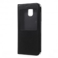 Folding Stand View Window Leather Phone Case for Samsung	Galaxy J7 (2017) EU Version - Black