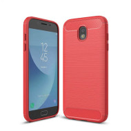 Carbon Fibre Brushed TPU Cover for Samsung Galaxy J7 (2017) EU Version - Red