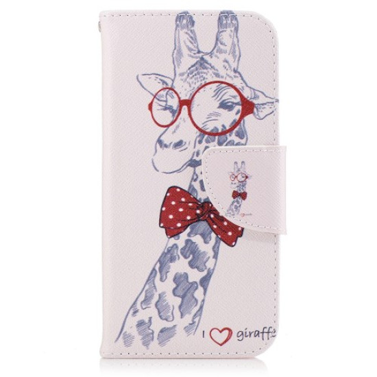 Δερμάτινη Θήκη Πορτοφόλι με Βάση Στήριξης για Samsung Galaxy A3 (2017) - Χαριτωμένη Σοφή Καμηλοπάρδαλη Samsung Θήκες Κινητών