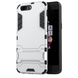 Υβριδική Θήκη Συνδυασμού Σιλικόνης TPU και Πλαστικού με Βάση Στήριξης για OnePlus 5 - Ασημί