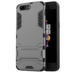 Υβριδική Θήκη Συνδυασμού Σιλικόνης TPU και Πλαστικού με Βάση Στήριξης για OnePlus 5 - Γκρι