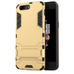 Υβριδική Θήκη Συνδυασμού Σιλικόνης TPU και Πλαστικού με Βάση Στήριξης για OnePlus 5 - Χρυσαφί