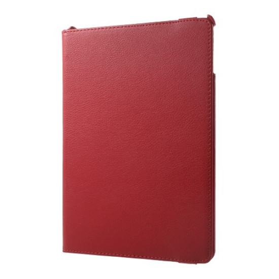 360 Degree Rotary Stand Litchi Skin Leather Flip Case for iPad 9.7 (2017) / 9.7 (2018) - Red Apple Cases Tablet