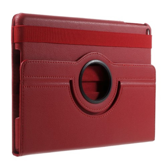 360 Degree Rotary Stand Litchi Skin Leather Flip Case for iPad 9.7 (2017) / 9.7 (2018) - Red Apple Cases Tablet