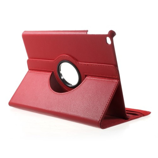 360 Degree Rotary Stand Litchi Skin Leather Flip Case for iPad 9.7 (2017) / 9.7 (2018) - Red Apple Cases Tablet