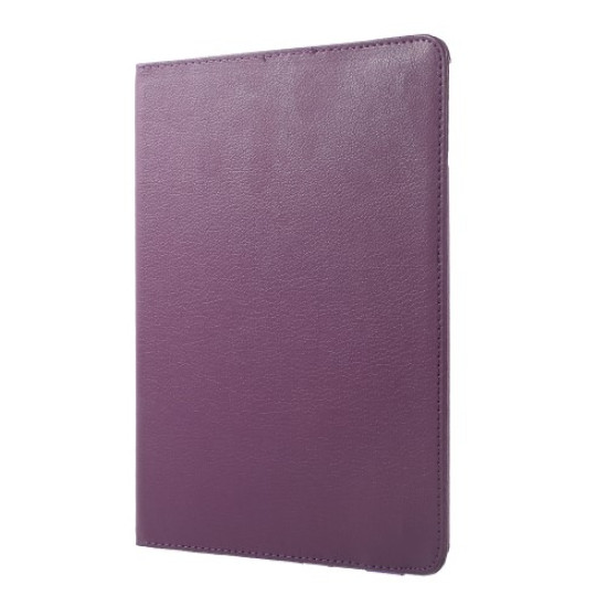 For iPad 9.7 (2017) / 9.7 (2018) 360 Degree Rotary Litchi Grain Stand Leather Protective Shell - Purple Apple Cases Tablet