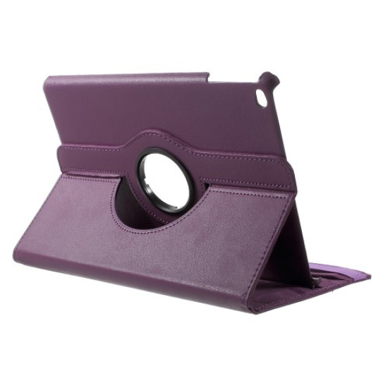 For iPad 9.7 (2017) / 9.7 (2018) 360 Degree Rotary Litchi Grain Stand Leather Protective Shell - Purple Apple Cases Tablet