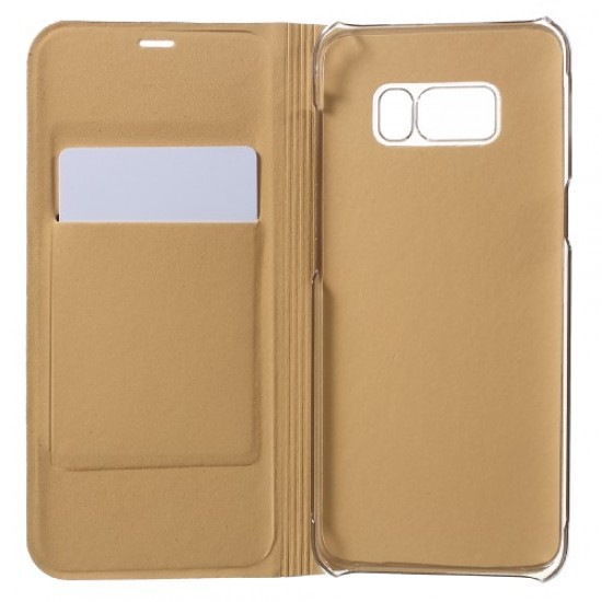 Δερμάτινη Θήκη Πορτοφόλι για Samsung Galaxy S8 Plus - Χρυσαφί Samsung Θήκες Κινητών