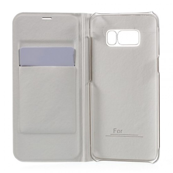 For Samsung Galaxy S8 G950 Card Holder Flip Leather Case Accessory - White Samsung Cases Mobile