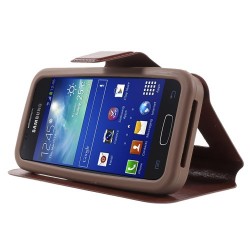 Universal Δερμάτινη Θήκη Βιβλίο Smart Cover με Βάση Στήριξης, Διαστάσεις: 125 x 62 x 10mm - Καφέ