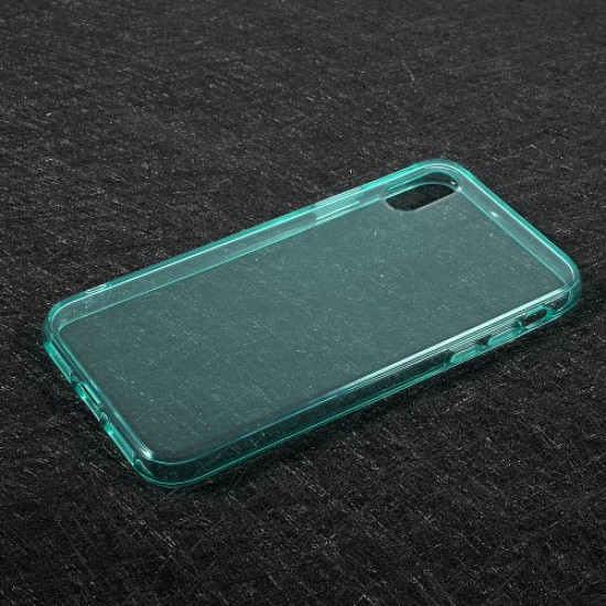 Transparent Soft TPU Gel Cover for iPhone X - Cyan Apple Cases Mobile
