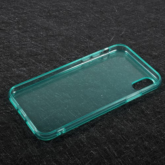 Transparent Soft TPU Gel Cover for iPhone X - Cyan Apple Cases Mobile