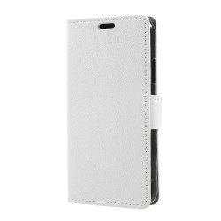 Δερμάτινη Θήκη Πορτοφόλι με Βάση Στήριξης με Μαγνητικό Κλείστρο Πίσω για iPhone X - Λευκό