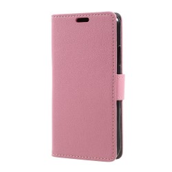 Δερμάτινη Θήκη Πορτοφόλι με Βάση Στήριξης με Μαγνητικό Κλείστρο Πίσω για iPhone X - Ροζ