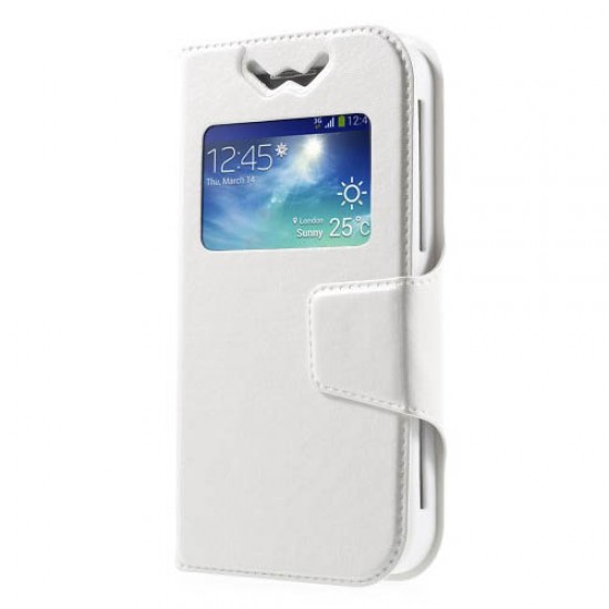 Crazy Horse Window View Leather Case for iPhone SE 5s 5 / Galaxy S4 mini, Size: 125 x 62 x 10mm - White Universal Cases for Smartphones