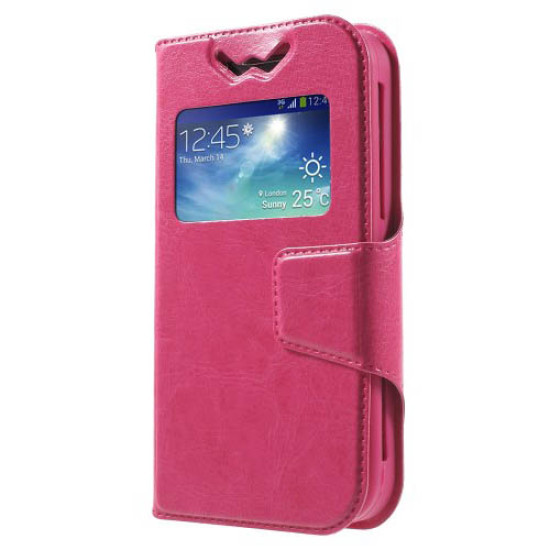 Crazy Horse Window View Leather Cover for iPhone SE 5s 5 / Galaxy S4 mini, Size: 125 x 62 x 10mm - Rose Universal Cases for Smartphones