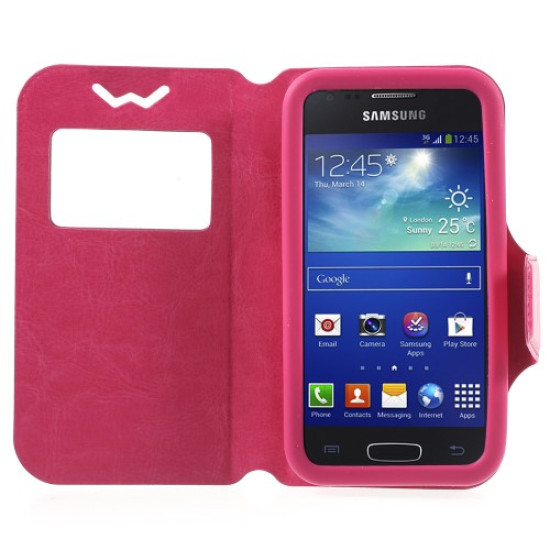 Crazy Horse Window View Leather Cover for iPhone SE 5s 5 / Galaxy S4 mini, Size: 125 x 62 x 10mm - Rose Universal Cases for Smartphones