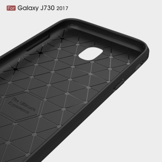 Θήκη Σιλικόνης TPU Carbon Fiber Brushed για Samsung Galaxy J7 (2017) Ευρωπαϊκή Έκδοση - Μαύρο Samsung Θήκες Κινητών