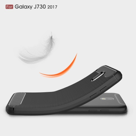 Θήκη Σιλικόνης TPU Carbon Fiber Brushed για Samsung Galaxy J7 (2017) Ευρωπαϊκή Έκδοση - Μαύρο Samsung Θήκες Κινητών