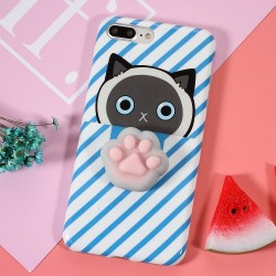 Θήκη Σιλικόνης TPU Σχέδιο 3D για iPhone 7 Plus / 8 Plus - Γατούλα με Πατούσα και Ρίγες Μπλε