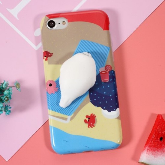 Squishy 3D Soft Silicone Sea Lion Fruit Squish TPU Cover Case for iPhone 7 Apple Cases Mobile