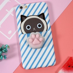 Θήκη Σιλικόνης TPU Σχέδιο 3D για iPhone 6s Plus / 6 Plus - Γατούλα με Πατούσα και Ρίγες Μπλε