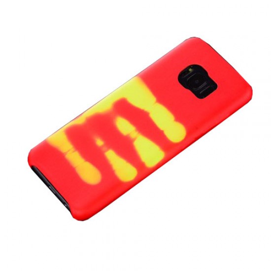 Thermal Induction Fluorescent Color Changing PU Leather Back Phone Shell for Samsung Galaxy S8+ SM-G955 - Red Samsung Cases Mobile