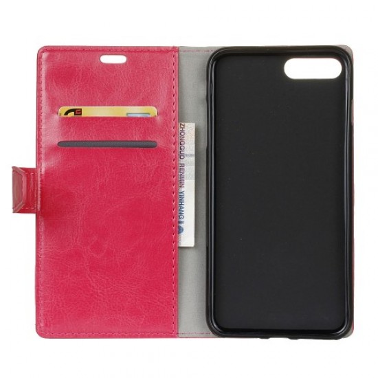 For OnePlus 5 Crazy Horse Texture Wallet Leather Stand Mobile Shell - Rose OnePlus Mobile Cases