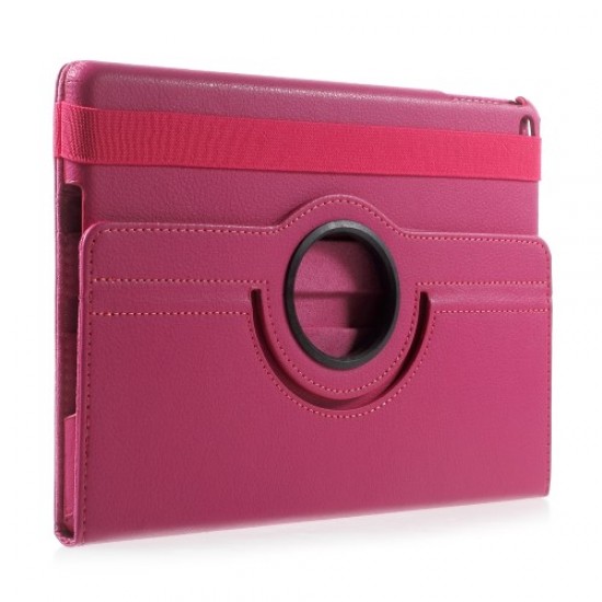 For iPad 9.7 (2017) / 9.7 (2018) 360 Degree Rotary Litchi Grain Stand Leather Protective Case - Rose Apple Cases Tablet