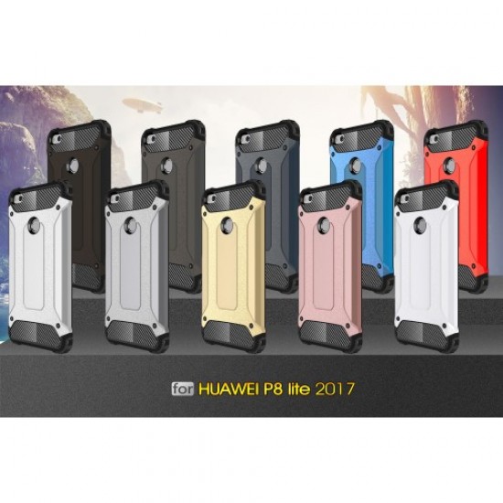 Tough Armor Υβριδική Θήκη Συνδυασμού Σιλικόνης και Πλαστικού για Huawei P8 Lite (2017) / P9 Lite (2017) - Γκρι Huawei Θήκες Κινητών