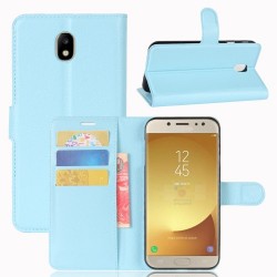Δερμάτινη Θήκη Πορτοφόλι με Βάση Στήριξης για Samsung Galaxy J7 (2017) Ευρωπαϊκή Έκδοση - Μπλε