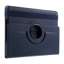 360 Degree Rotation Stand Litchi Skin Leather Casing Accessory for iPad 9.7 (2017) / 9.7 (2018) - Dark Blue