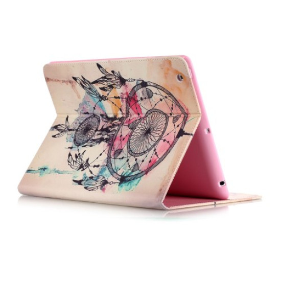 Patterned Leather Wallet Stand Shell for iPad 4/3/2 - Dream Catcher Apple Cases Tablet