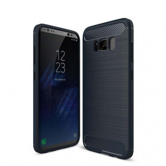 Carbon Fibre Brushed TPU Protective Case for Samsung Galaxy S8 Plus - Dark Blue Samsung Cases Mobile