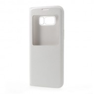 Clear PC View Window Leather Case Accessory for Samsung Galaxy S8 - White
