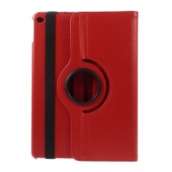 360 Degree Rotary Stand Litchi Grain Leather Shell for iPad Air 2 - Red