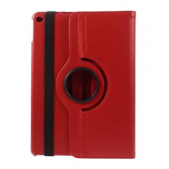 360 Degree Rotary Stand Litchi Grain Leather Shell for iPad Air 2 - Red Apple Cases Tablet