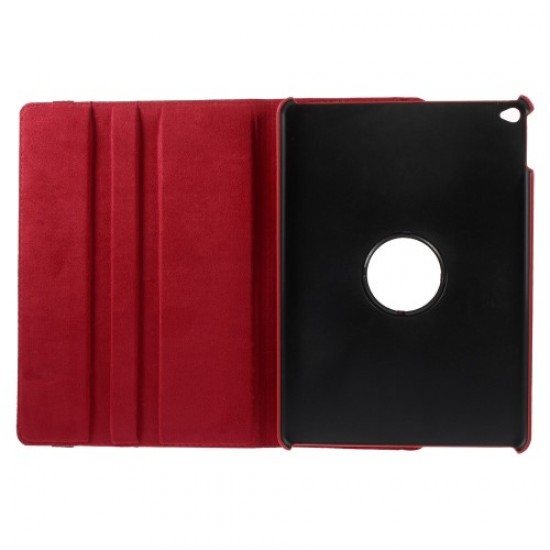 360 Degree Rotary Stand Litchi Grain Leather Shell for iPad Air 2 - Red Apple Cases Tablet
