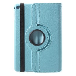 For iPad mini 4 Lychee 360-Rotation Stand Leather Shell Case - Baby Blue