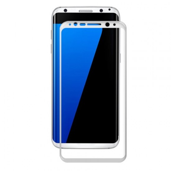 AMORUS Silk Printing Full Covered Tempered Glass Screen Protector for Samsung Galaxy S8 - White Samsung Screen Protectors